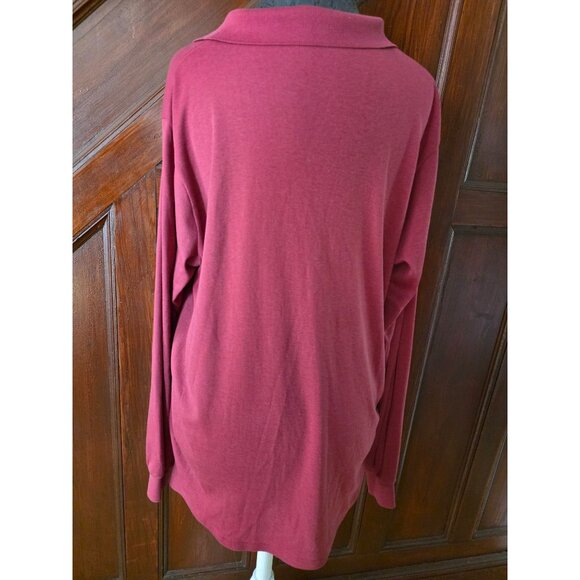 L.L. Bean Mens Long Sleeve Polo Shirt Size XL Raspberry Cotton - Picture 2 of 7